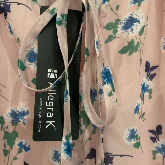 ruffled floral smocked waist tiered chiffon dress - Picture 4 of 5